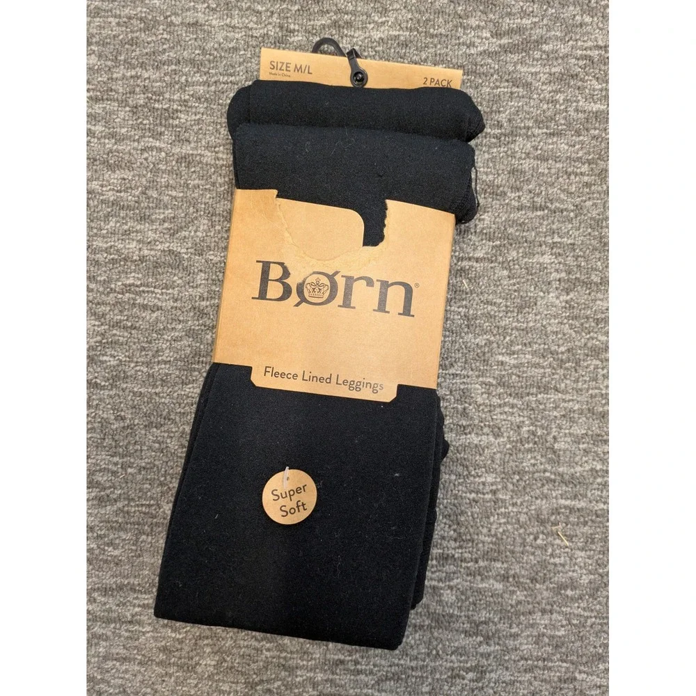 NEW Born Fleece Lined Leggings Women's M/L‎ Black 2 Pack Super Soft